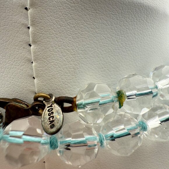 Yosca Glass Bead Long Single Strand Necklace Clear & Light Blue‎ Accents - Picture 7 of 8
